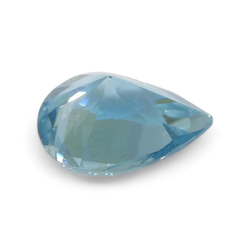 1.55ct Pear Diamond Cut Blue Zircon from Cambodia In New Condition For Sale In Toronto, Ontario