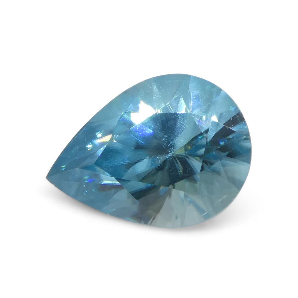 1.55ct Pear Diamond Cut Blue Zircon from Cambodia For Sale 1