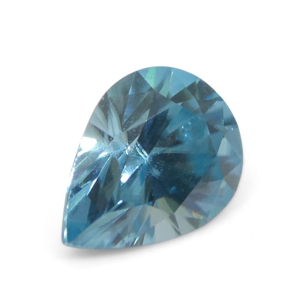 1.55ct Pear Diamond Cut Blue Zircon from Cambodia For Sale 2