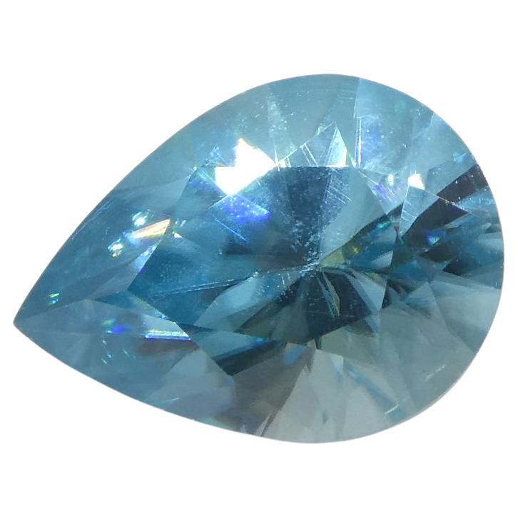 1,55 Karat blauer Zirkon mit birnenförmigem Diamantschliff aus Kambodscha