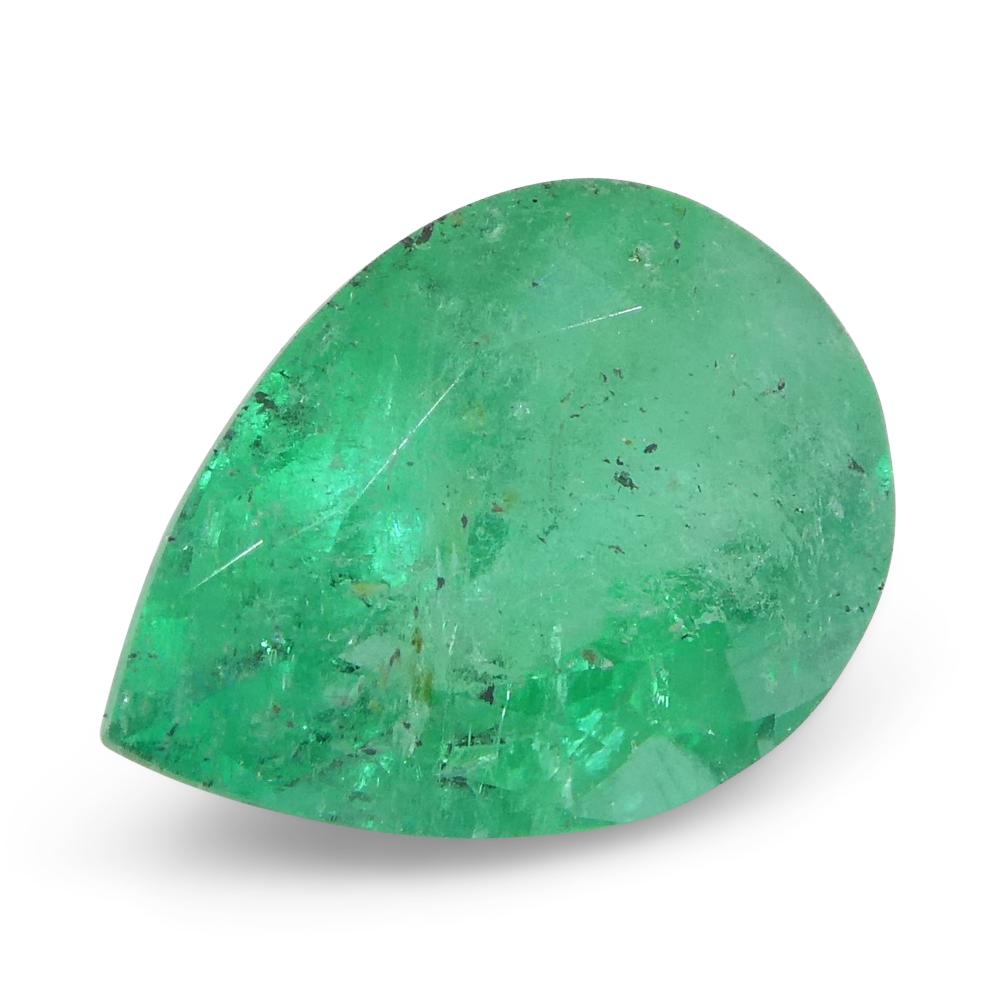 1.55ct Pear Green Emerald from Colombia In New Condition For Sale In Toronto, Ontario