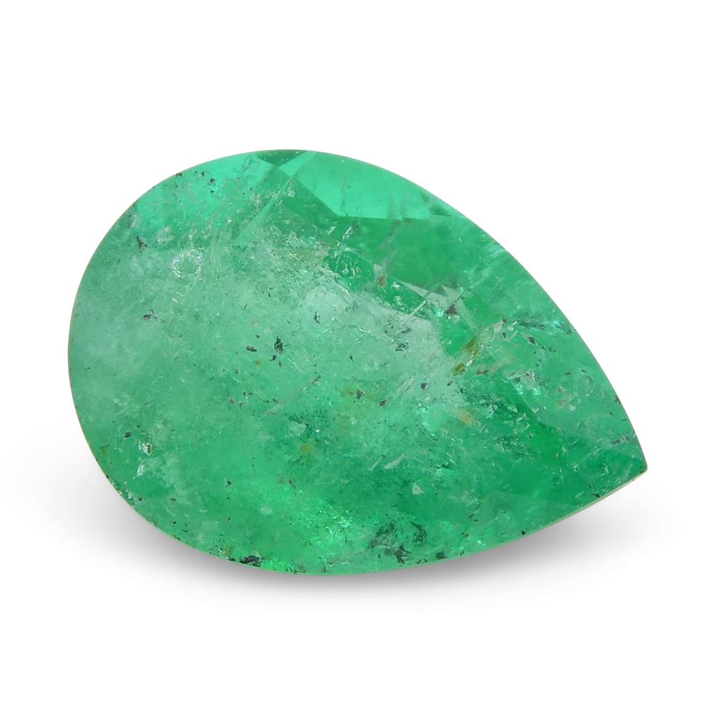 1.55ct Pear Green Emerald from Colombia For Sale 3