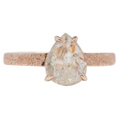 1.55ct Pear Shape Diamond 14K Rose Gold Engagement Ring Glitter Texture R6029