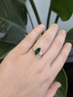1.55cts North-South Tsavorite Ring with Natural Diamonds: 14k Solid Gold, 11x5mm