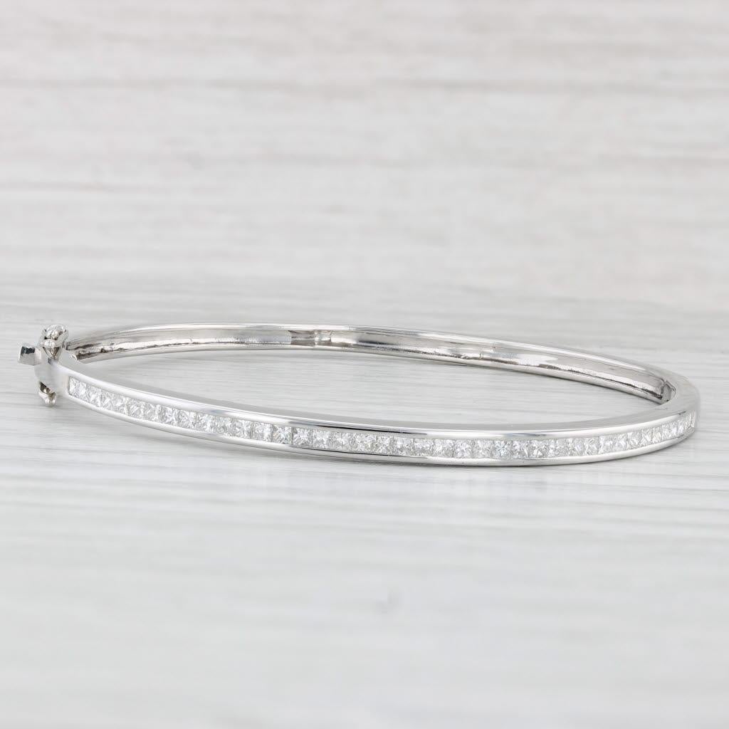 1.55ctw Diamond Hinged Bangle Bracelet 14k White Gold 6.5