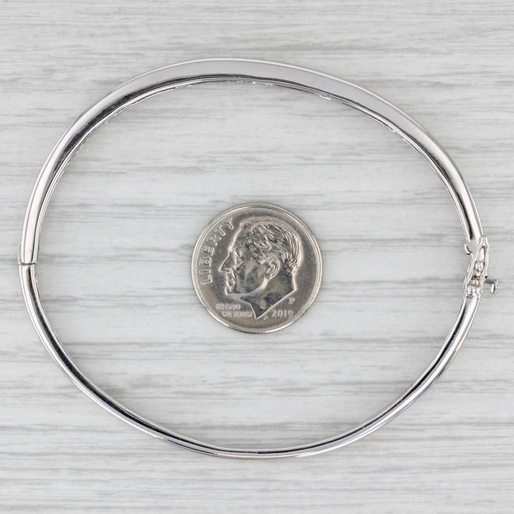 Women's or Men's 1.55ctw Diamond Hinged Bangle Bracelet 14k White Gold 6.5