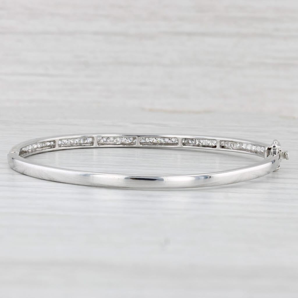 1.55ctw Diamond Hinged Bangle Bracelet 14k White Gold 6.5