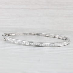 1.55ctw Diamond Hinged Bangle Bracelet 14k White Gold 6.5"