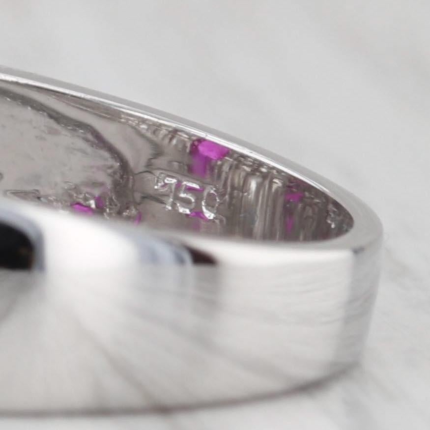 1.55ctw Emerald Cut Ruby Diamond Ring 18k White Gold Size 6.5 For Sale 2