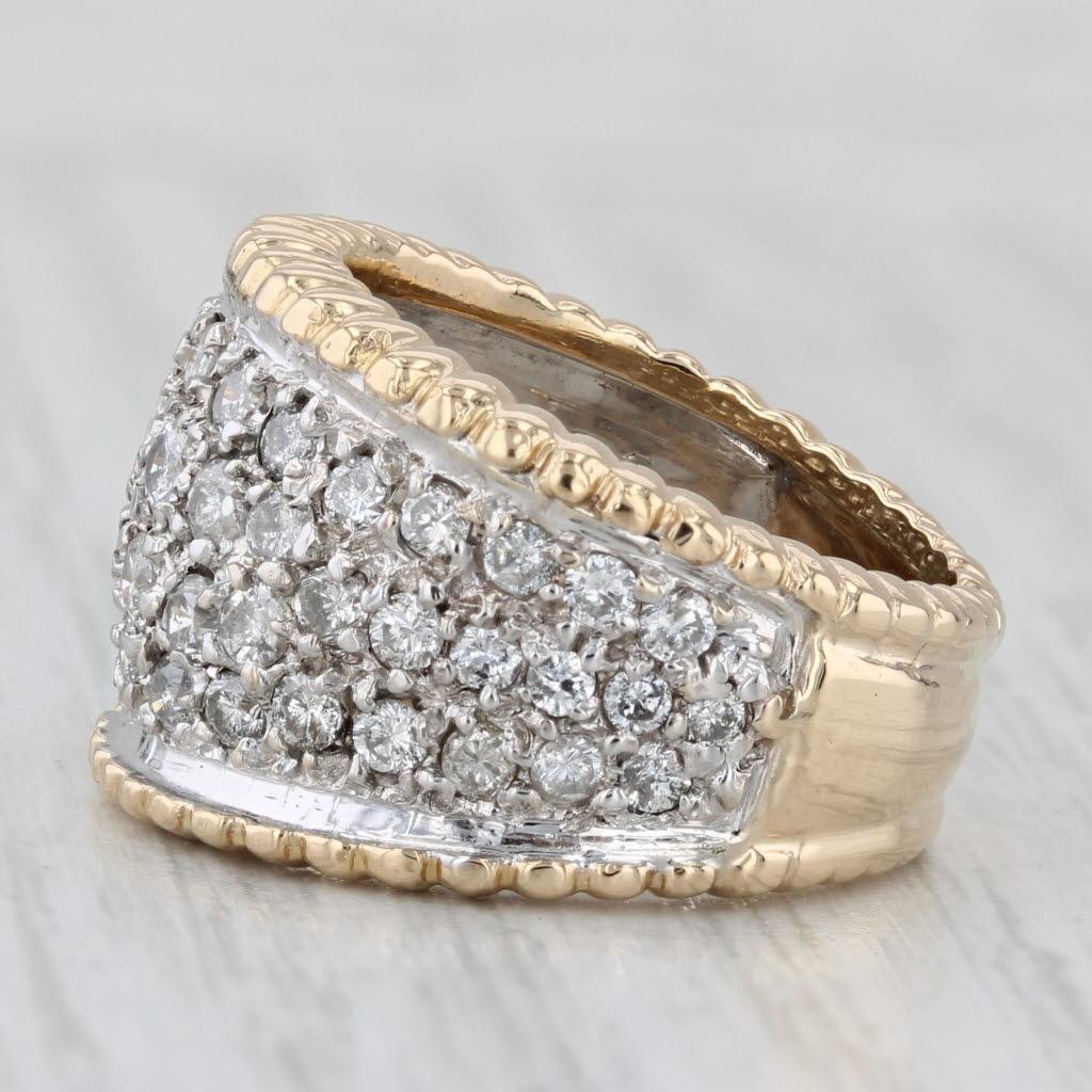 Gemstone Information:
- Natural Diamonds -
Total Carats - 1.55ctw
Cut - Round Brilliant
Color - G - H
Clarity - I1 - I2
Please note one of the diamonds is chipped and there are surface reaching inclusions.

Metal: 14k Yellow & White Gold
Weight: 8.6