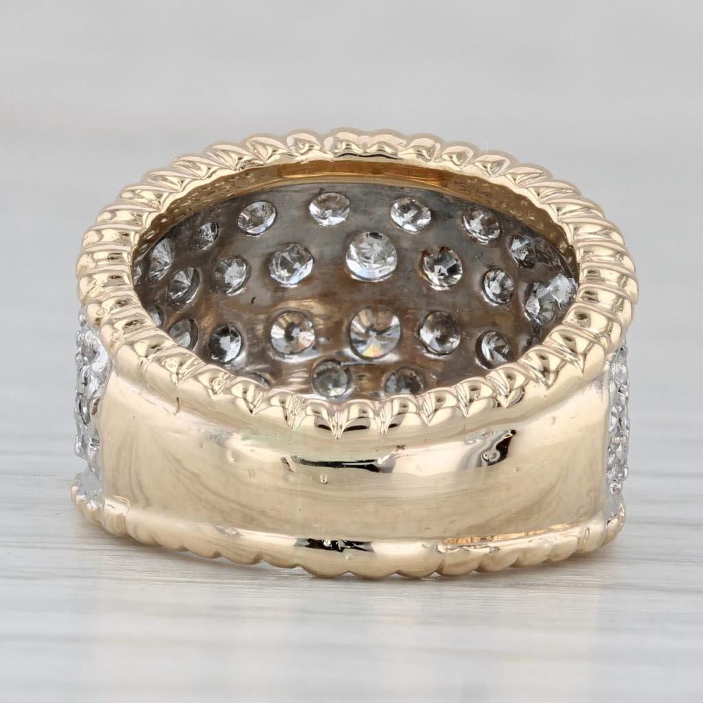 1.55ctw Pave Diamond Cluster Ring 14k Yellow White Gold Size 5.75 Cocktail In Good Condition For Sale In McLeansville, NC
