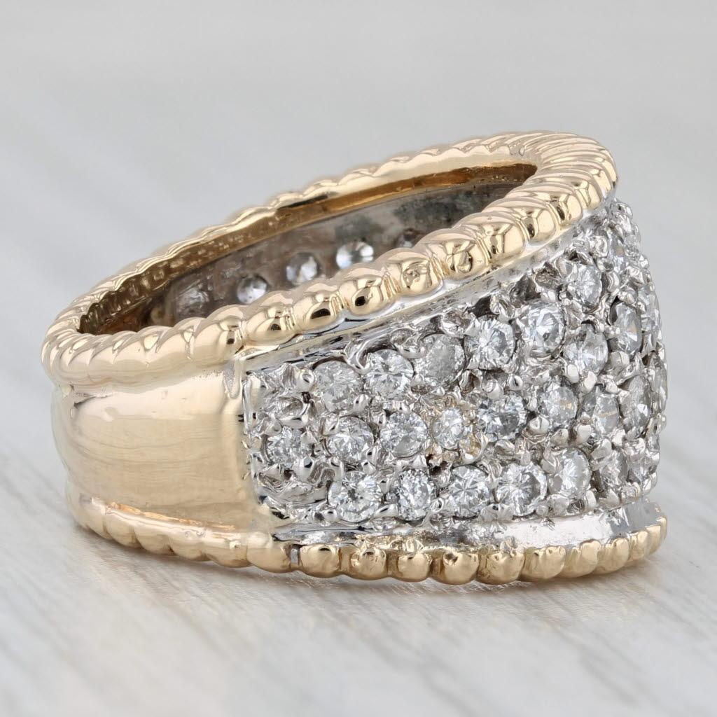 Women's or Men's 1.55ctw Pave Diamond Cluster Ring 14k Yellow White Gold Size 5.75 Cocktail For Sale