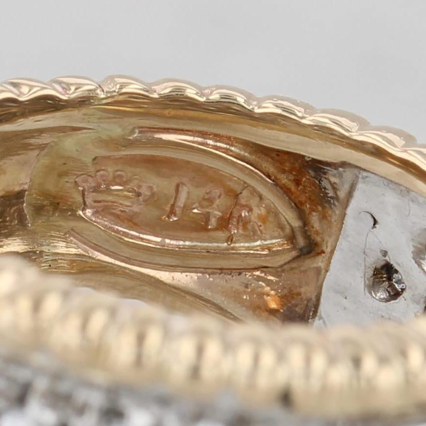 1.55ctw Pave Diamond Cluster Ring 14k Yellow White Gold Size 5.75 Cocktail For Sale 3