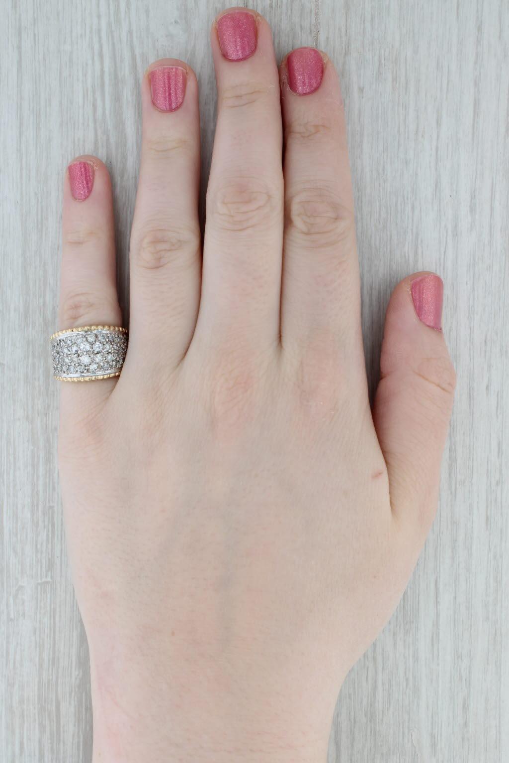 1.55ctw Pave Diamond Cluster Ring 14k Yellow White Gold Size 5.75 Cocktail For Sale 4