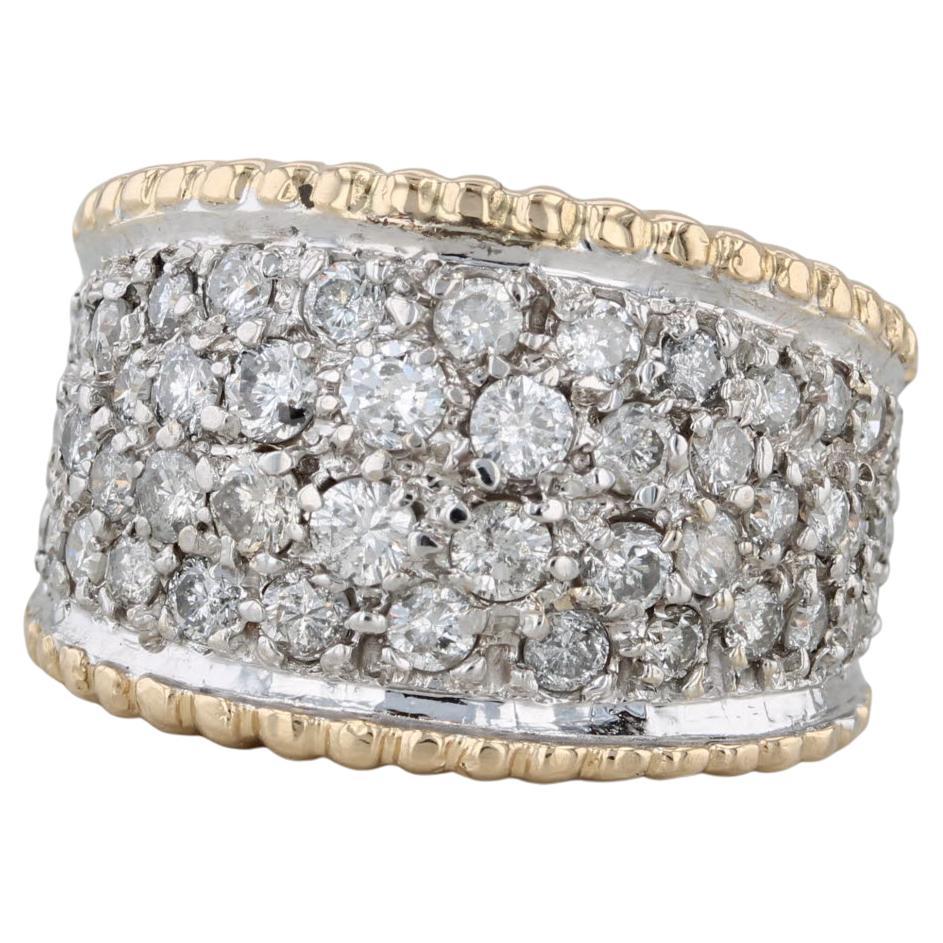 1.55ctw Pave Diamond Cluster Ring 14k Yellow White Gold Size 5.75 Cocktail For Sale