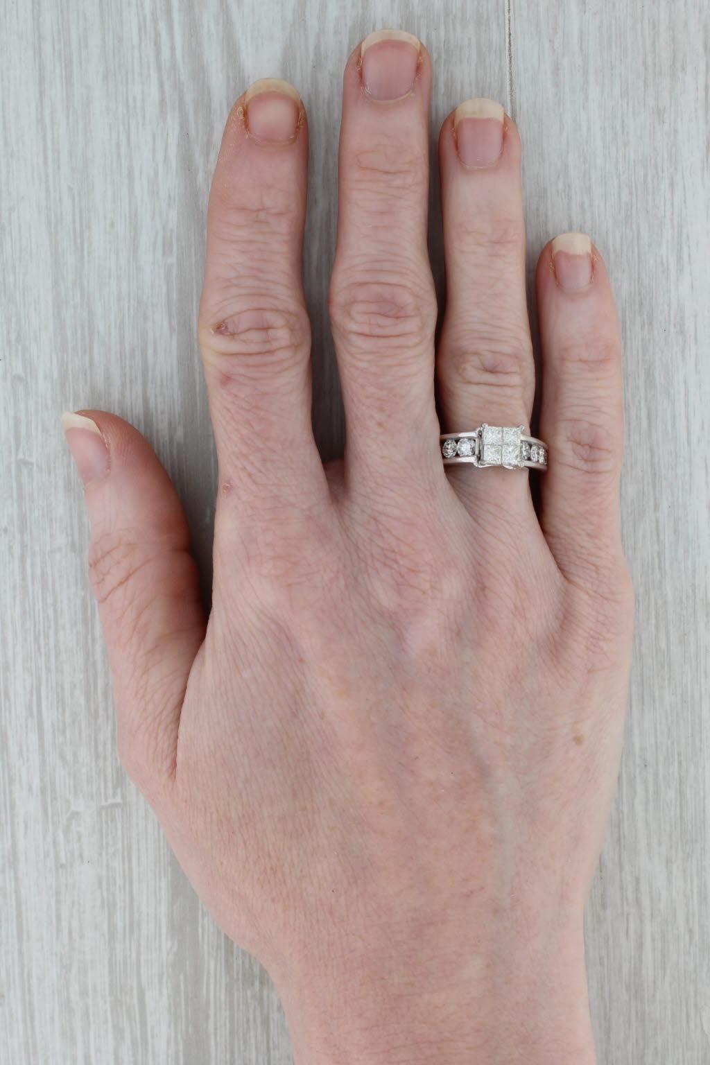 Princess Cut 1.55ctw Princess Diamond Engagement Ring 14k White Gold Size 5.5