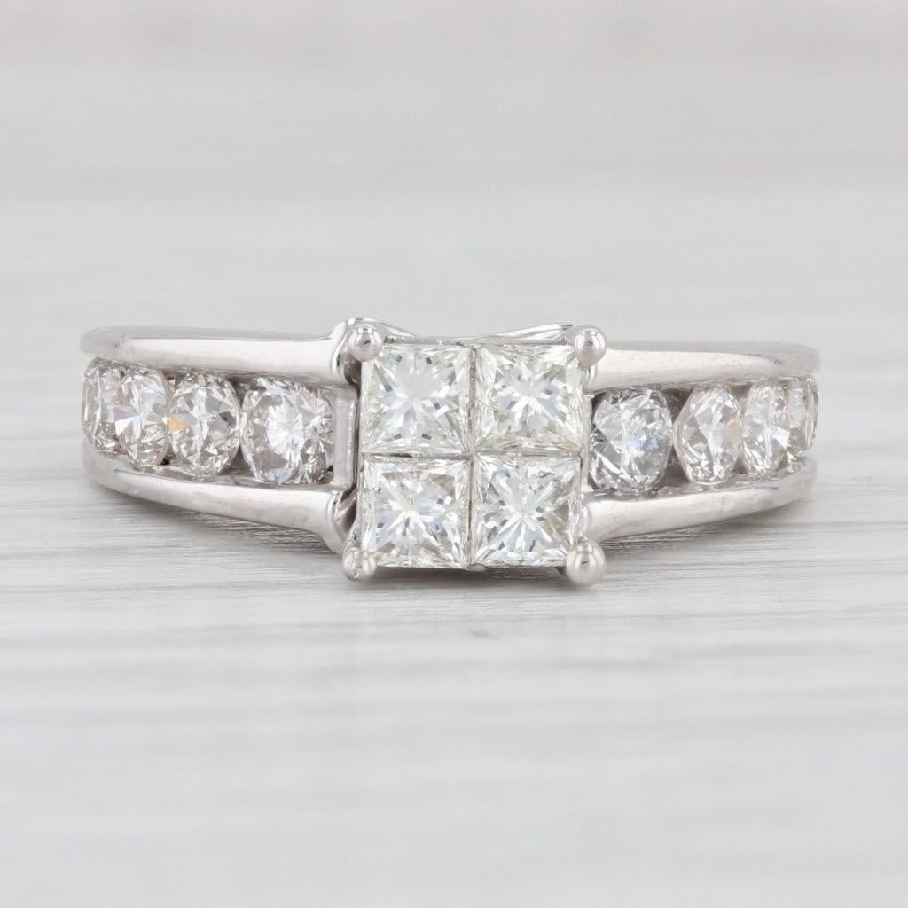 1.55ctw Princess Diamond Engagement Ring 14k White Gold Size 5.5 In Good Condition In McLeansville, NC