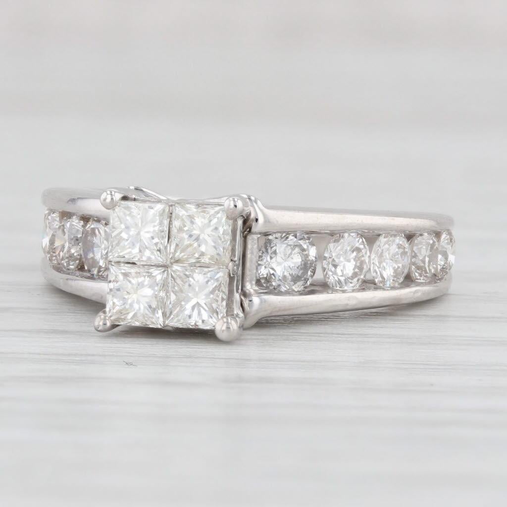 Women's 1.55ctw Princess Diamond Engagement Ring 14k White Gold Size 5.5