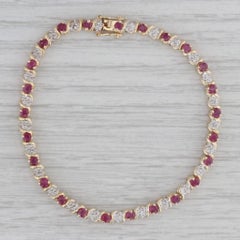 1.55ctw Ruby Diamond Tennis Bracelet 10k Yellow Gold 7" 4mm 1.55ctw Ruby Diamond Tennis Bracelet 10k Yellow Gold 7" 4mm