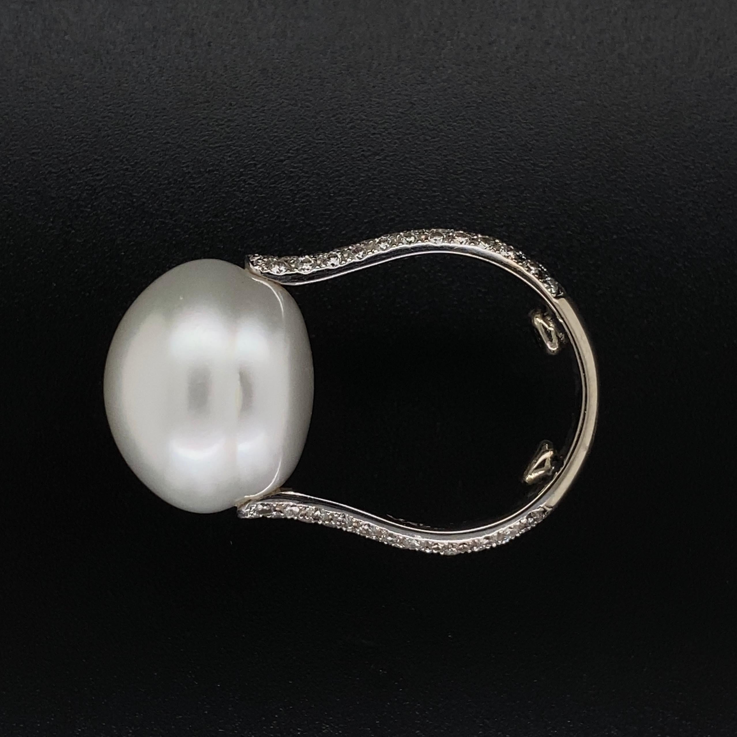 Südseeperlen- und Diamant-Goldring Nachlass-Schmuck im Angebot 1