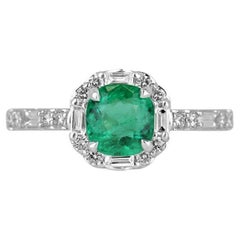Anello aureolato con smeraldo colombiano e diamante da 1,55tcw 14K, smeraldo verde medio
