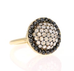 2.56 Carat Black Diamond Rose Cut Diamond 18 Karat Yellow Gold Statement Ring