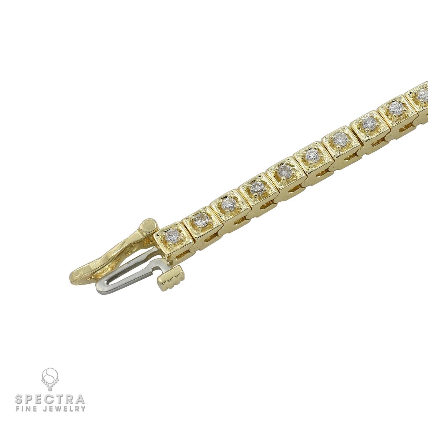 Taille ronde Bracelet tennis en or avec diamants de 1,56 carat en vente