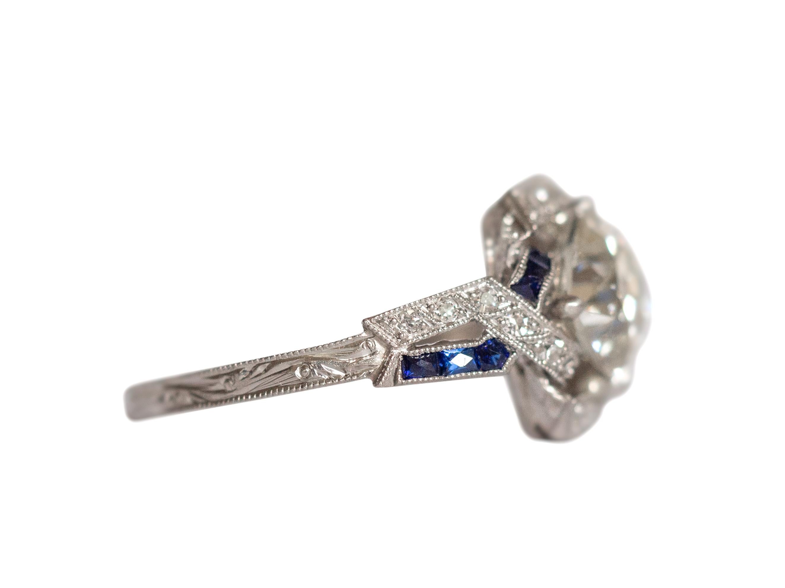 Art Deco 1.56 Carat Diamond Platinum Engagement Ring For Sale