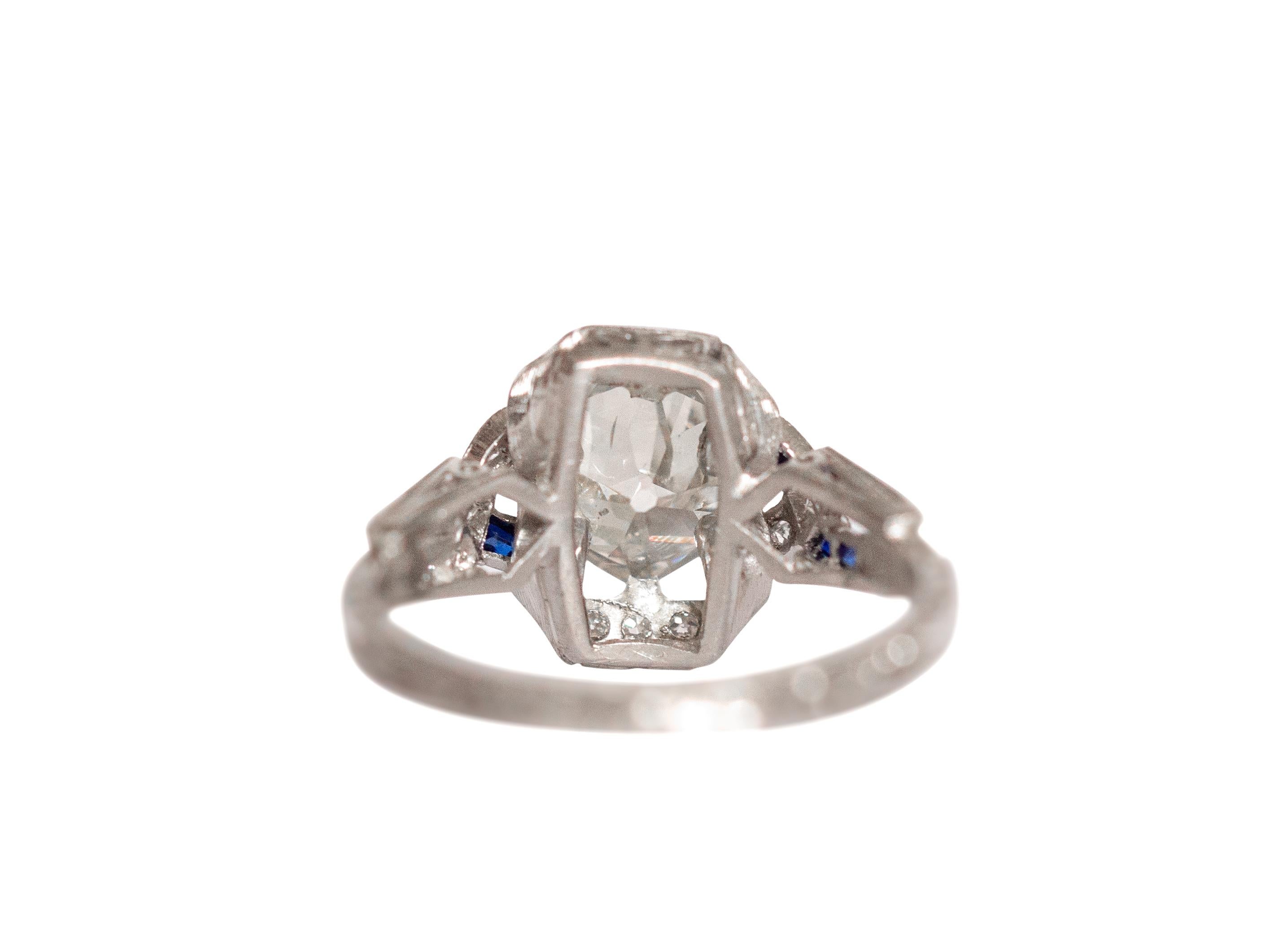 Old Mine Cut 1.56 Carat Diamond Platinum Engagement Ring For Sale
