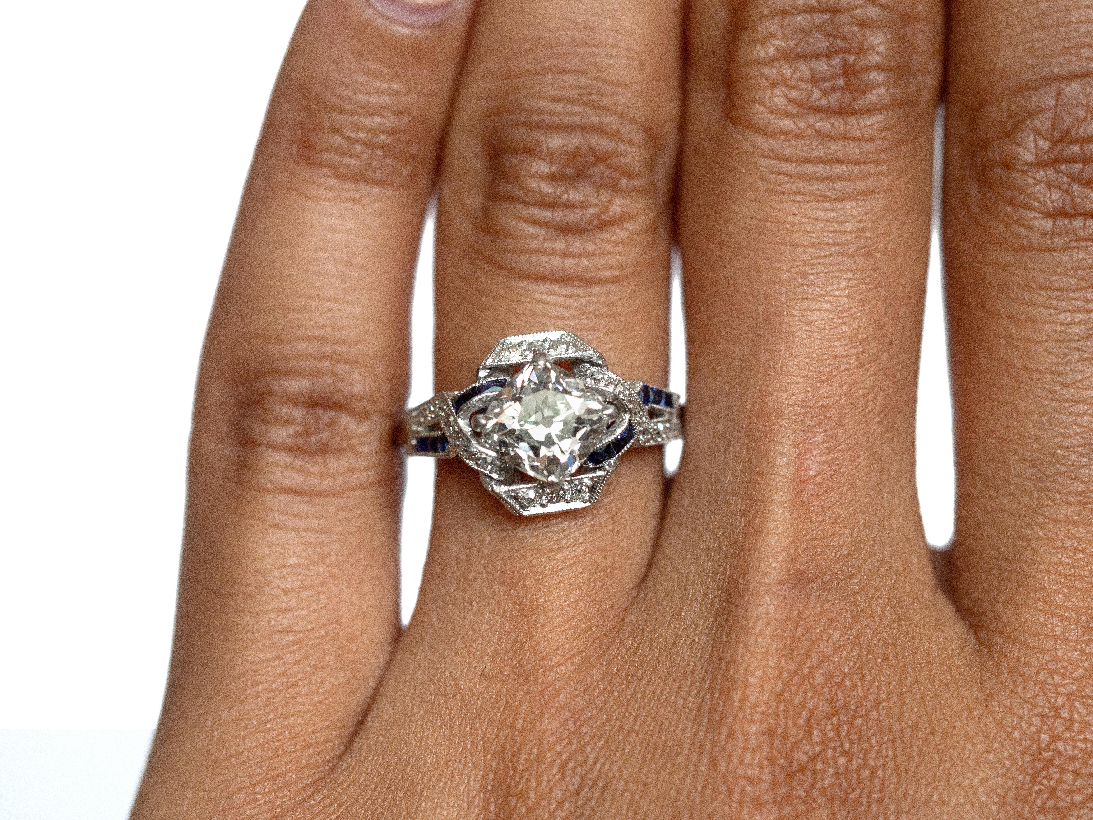 Women's or Men's 1.56 Carat Diamond Platinum Engagement Ring For Sale