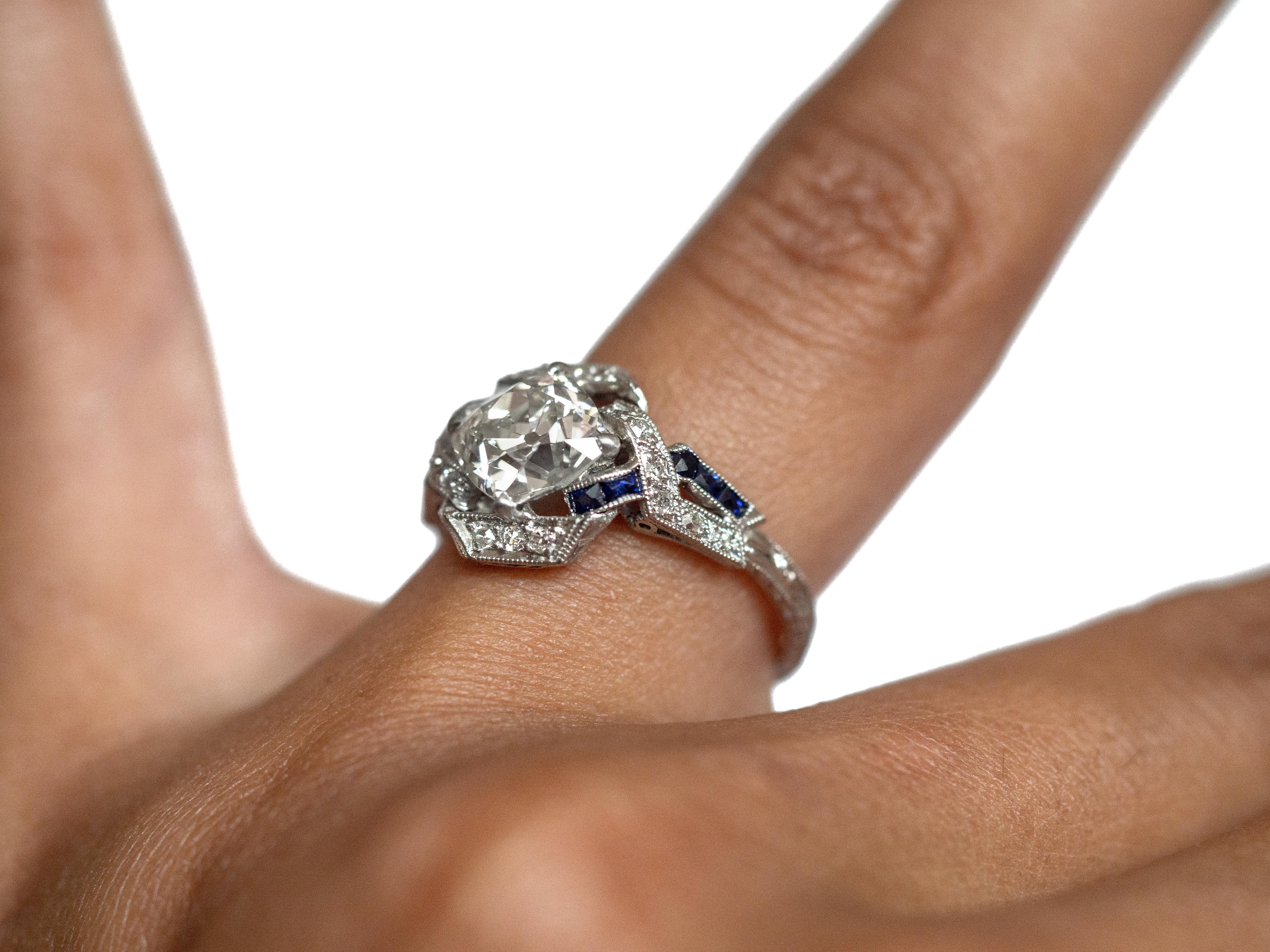 1.56 Carat Diamond Platinum Engagement Ring For Sale 1