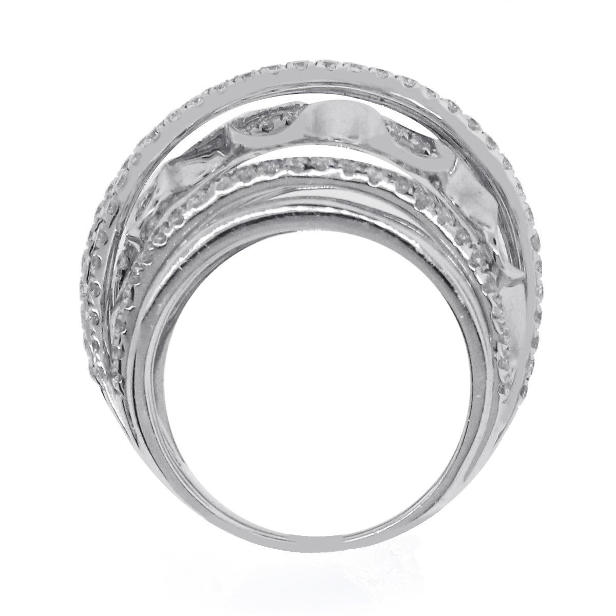 Material: 18k White Gold
Diamond Details: Approximately 1.56ctw diamonds. Diamonds are G/H in color and VS2-SI1 in clarity.
Ring Size: 7
Total Weight: 14.8g (9.5dwt)
Measurements: 1