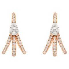 1.56 Carat Diamond Three Row Triple Band Cluster Inside Out Hoops 18 Karat Gold