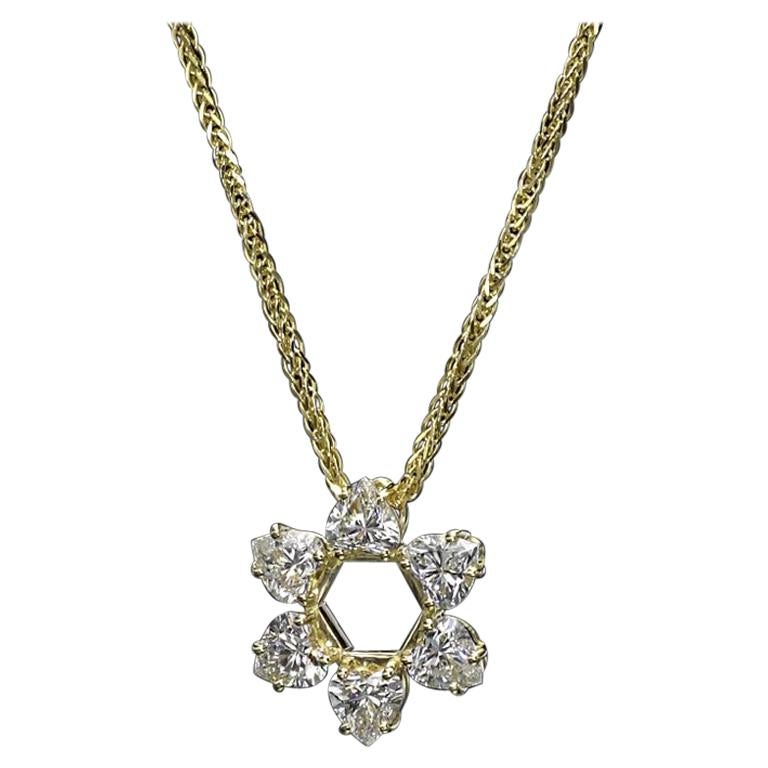 1.56 Carat Heart Shape Diamond Pendant 18K Yellow Gold For Sale