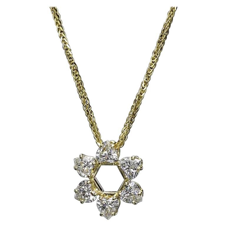 1.56 Carat Heart Shape Diamond Pendant 18K Yellow Gold