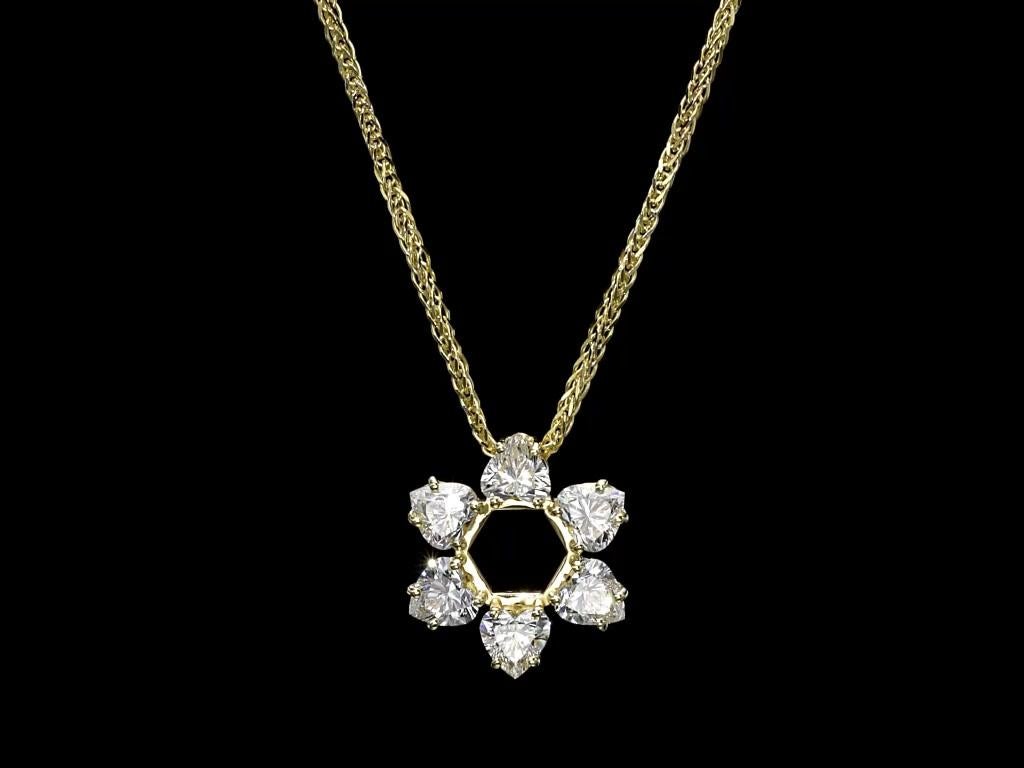 Contemporary 1.56 Carat Heart Shape Diamond Pendant 18K Yellow Gold For Sale