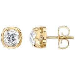 1.56 Carat HI/SI3/I1 GIA Certified Cushion Cut Diamonds Set in 18K Gold Studs