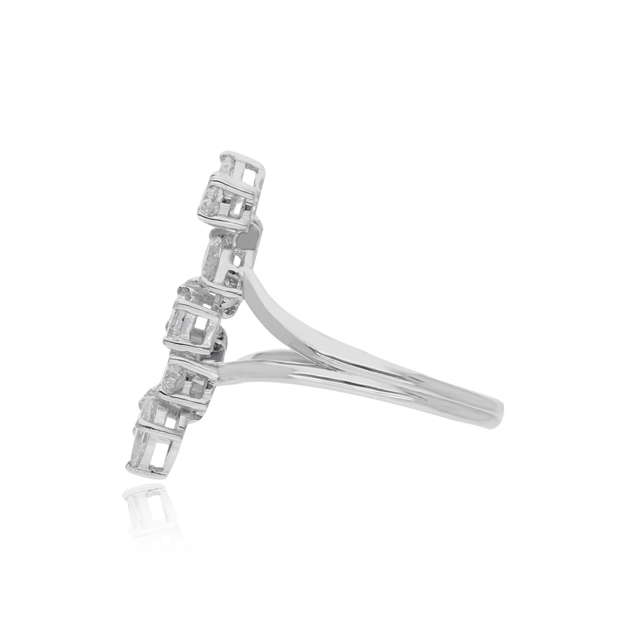 Im Angebot: 1,56 Karat Multi Shape SI/H Diamant Offener Cocktail Ring 14 Karat Weißgold () 5