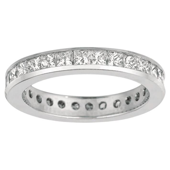 For Sale:  1.56 Carat Natural Diamond Princess Cut Eternity Ring Band G SI 14k White Gold