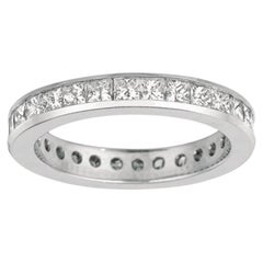 1.56 Carat Natural Diamond Princess Cut Eternity Ring Band G SI 14k White Gold