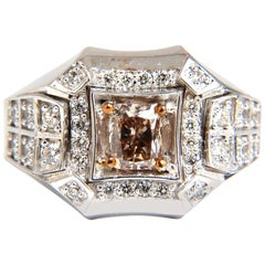 1.56 Carat Natural Fancy Color Diamond Men's Ring 18 Karat Pinkish Brown Blinger