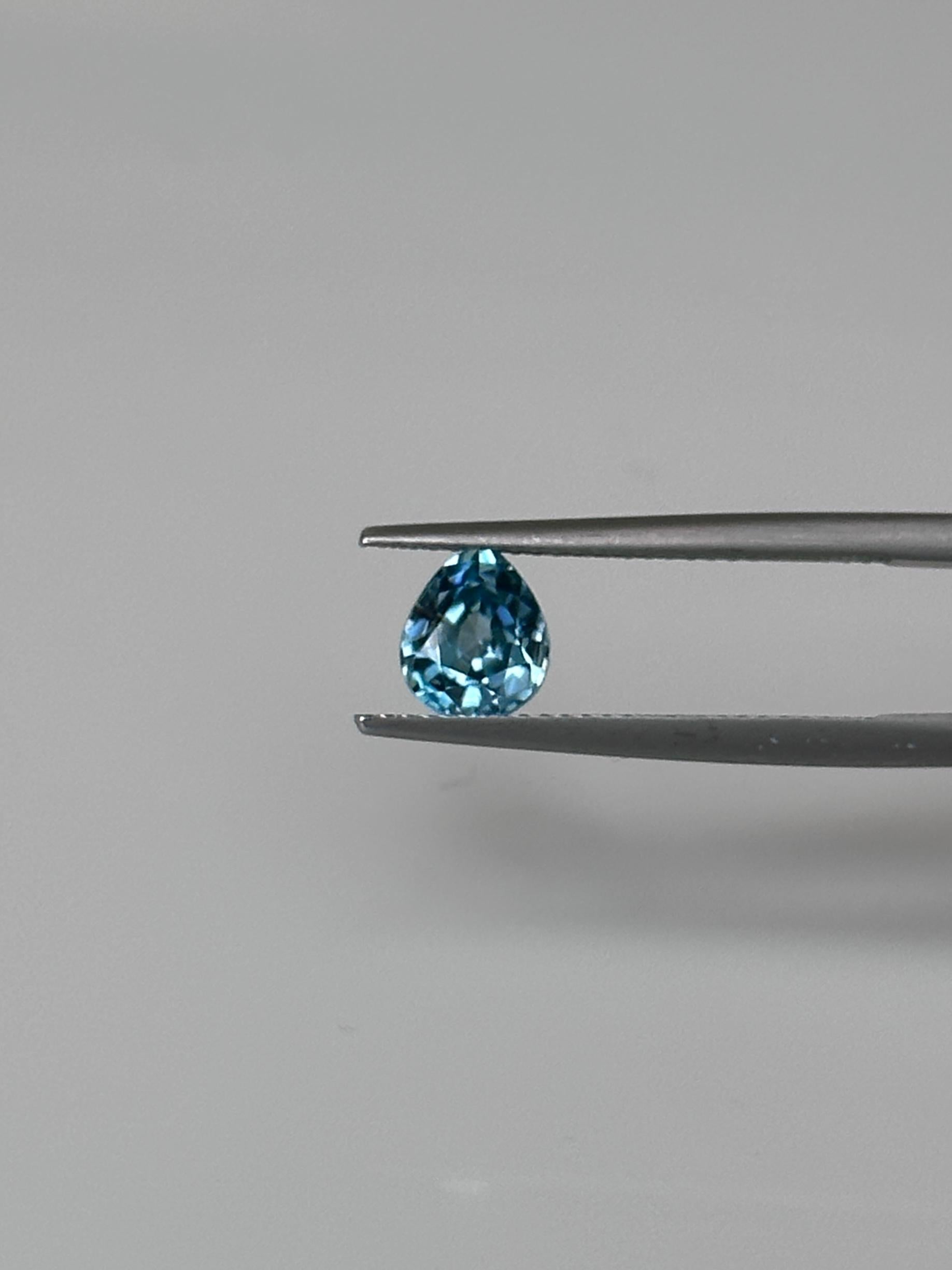 A beautiful sparkling Pear shaped 'Metallic Blue' Zircon from Ratanakiri, Cambodia.

This 1.56 carat Blue Zircon has a gray tinge with a dusky blue color. Giving it the 
