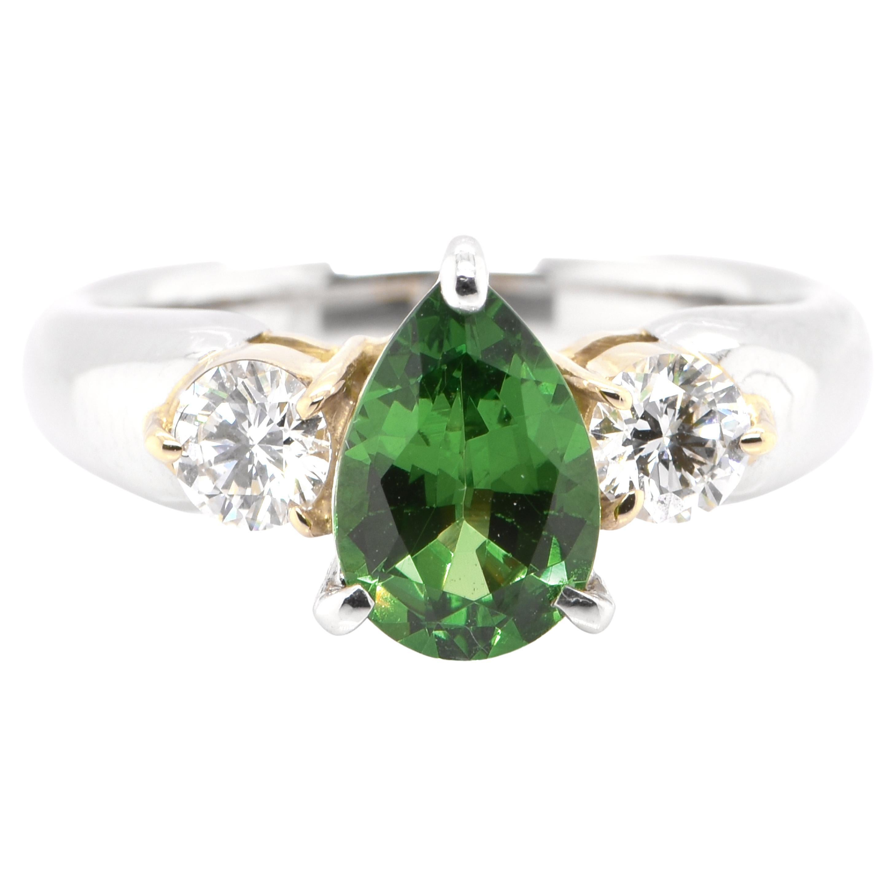 Ladies 4.52ct Oval Shape Olivine Green Color CZ Stone White Gold Plated Ring 