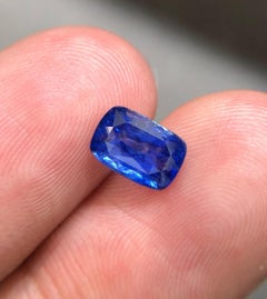 1.56 Carat Natural Vivid Blue Sapphire, Cushion Cut Loose Gemstone for Ring