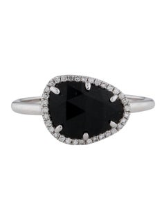 1.56 Carat Onyx & Diamond White Gold Ring