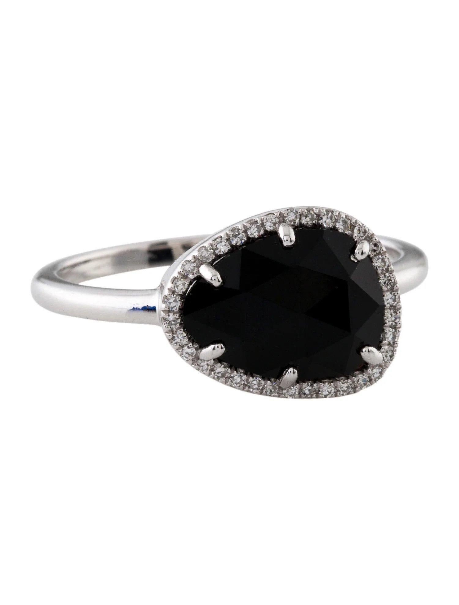 Mixed Cut 1.56 Carat Onyx & Diamond White Gold Ring For Sale