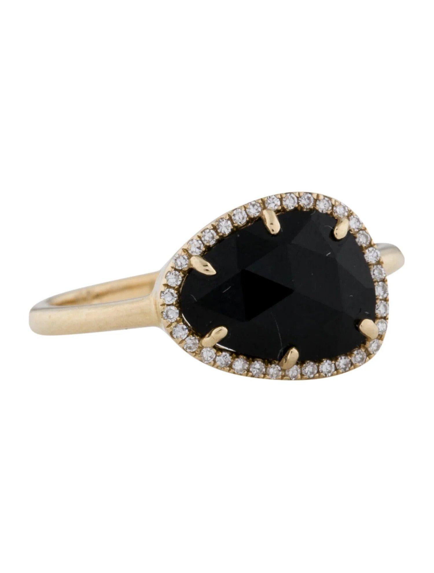 Mixed Cut 1.56 Carat Onyx & Diamond Yellow Gold Ring For Sale