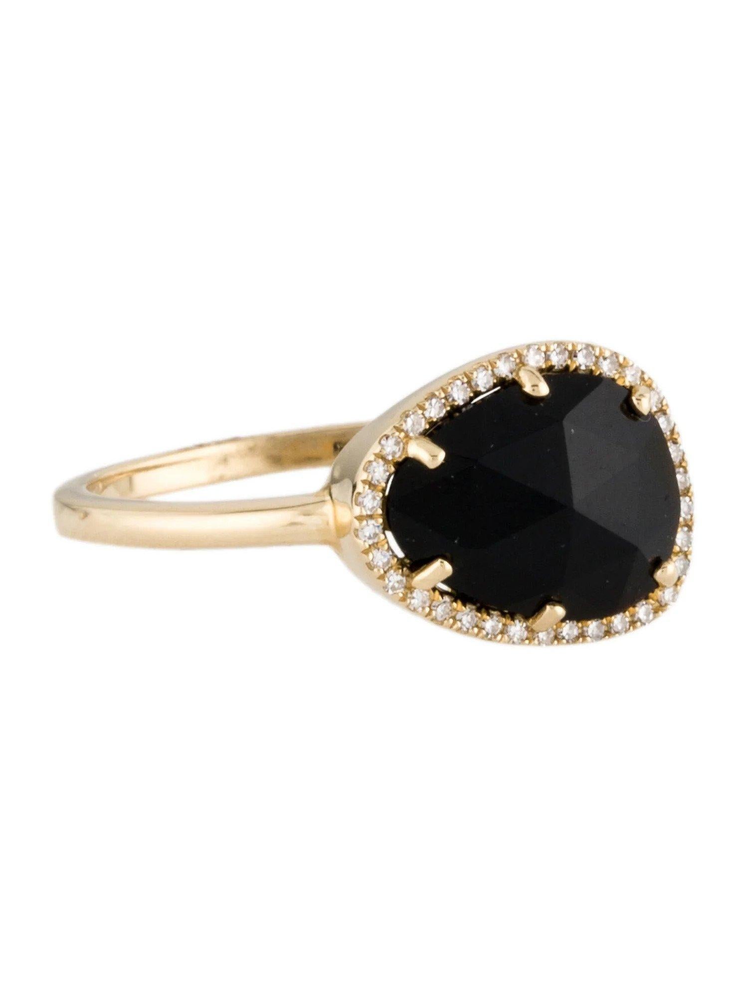 1.56 Carat Onyx & Diamond Yellow Gold Ring In New Condition For Sale In Great Neck, NY