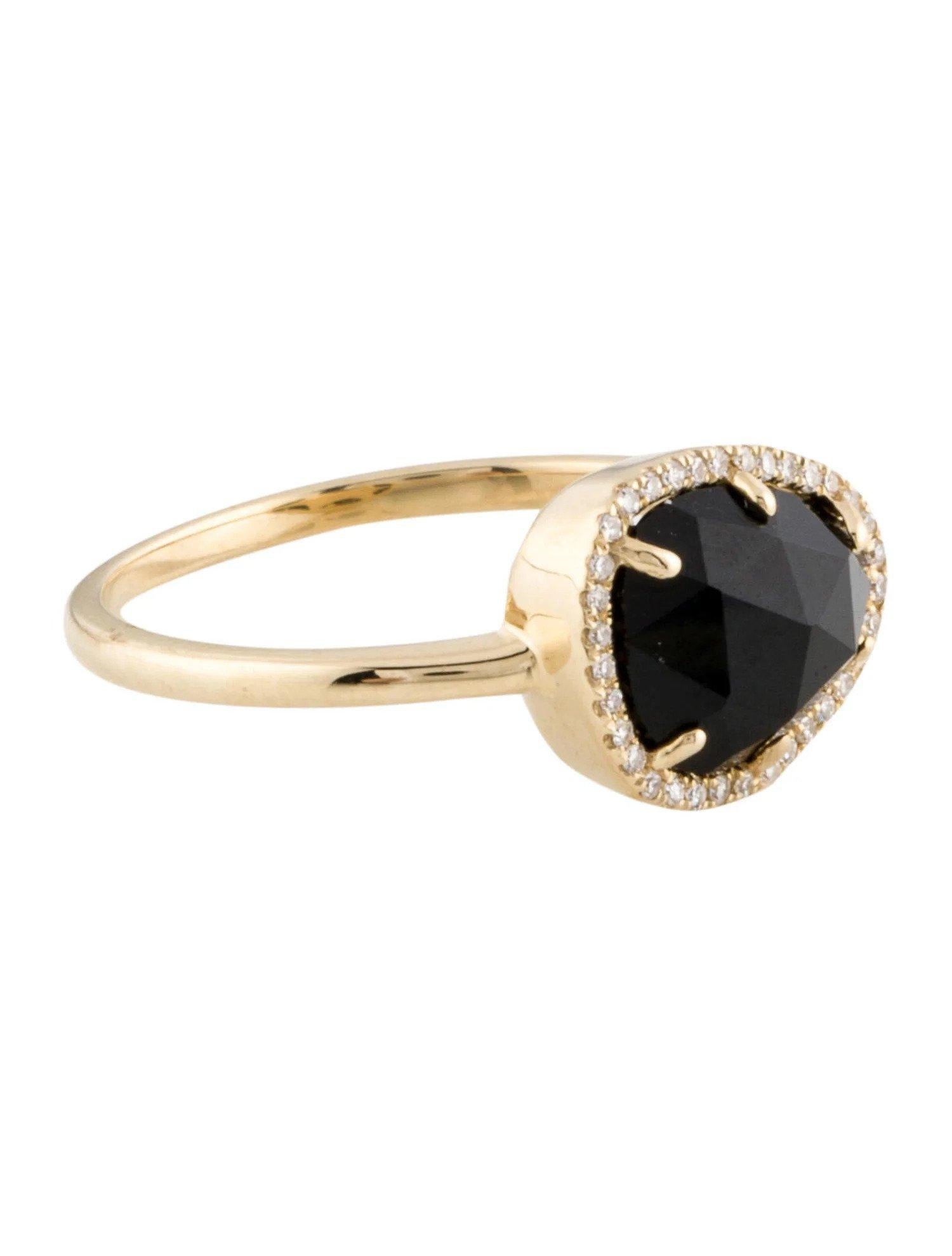 Women's 1.56 Carat Onyx & Diamond Yellow Gold Ring For Sale