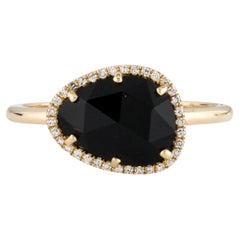 1.56 Carat Onyx & Diamond Yellow Gold Ring